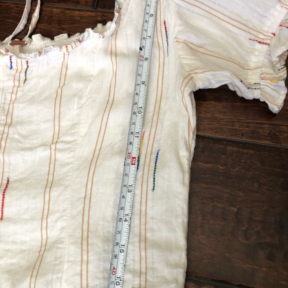 Free People Cream Blouse with Multicolor Stitching - Picture 5 of 7